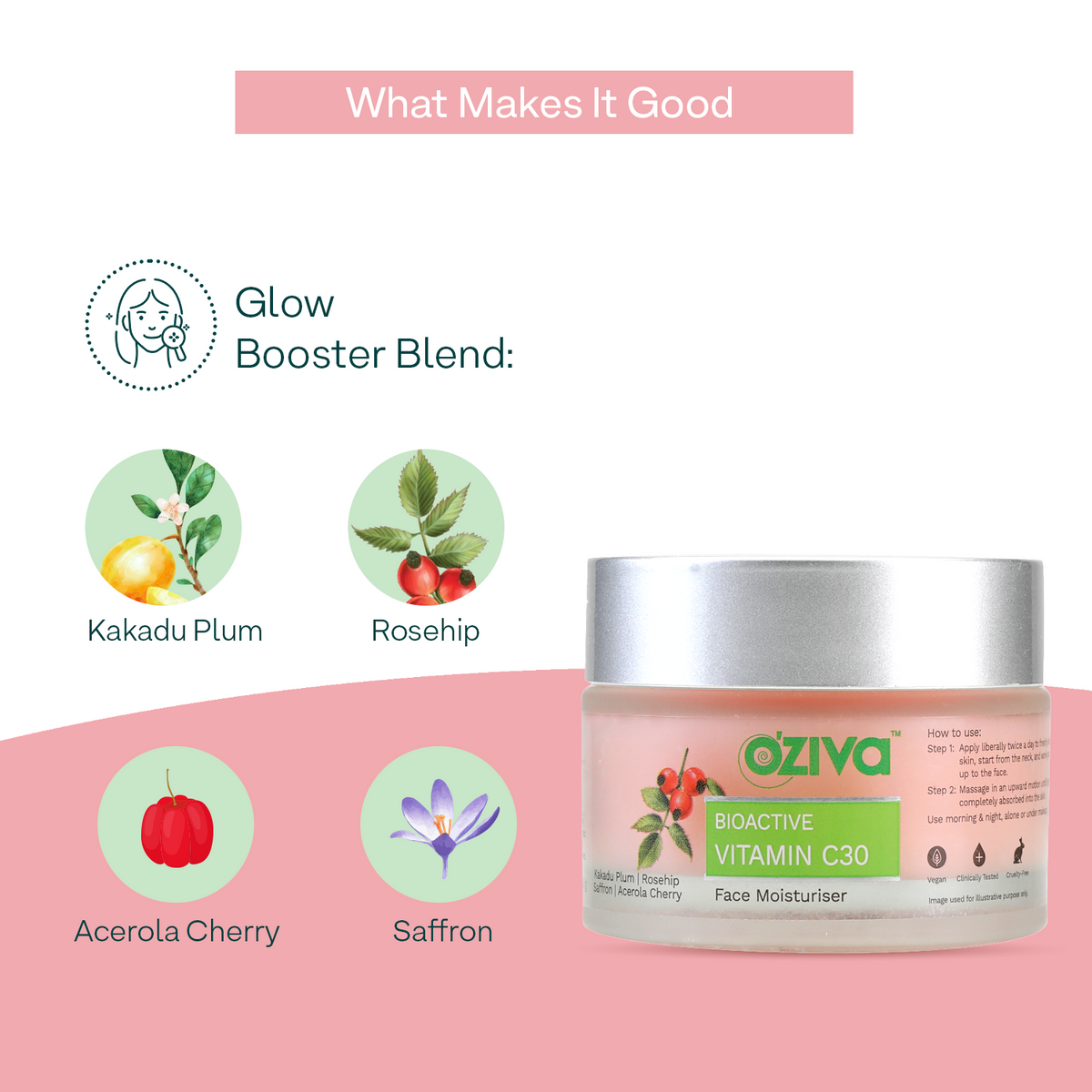 OZiva Bioactive Vitamin C Face Cream for Collagen Boost Skin