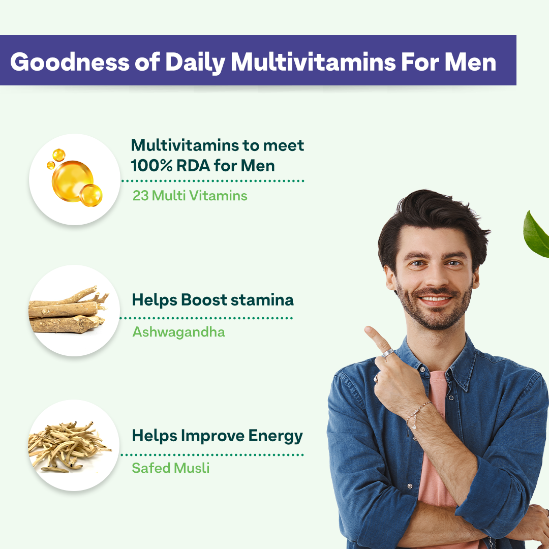 OZiva Plant Based Best Multivitamin Tablets for Men's Stamina ...