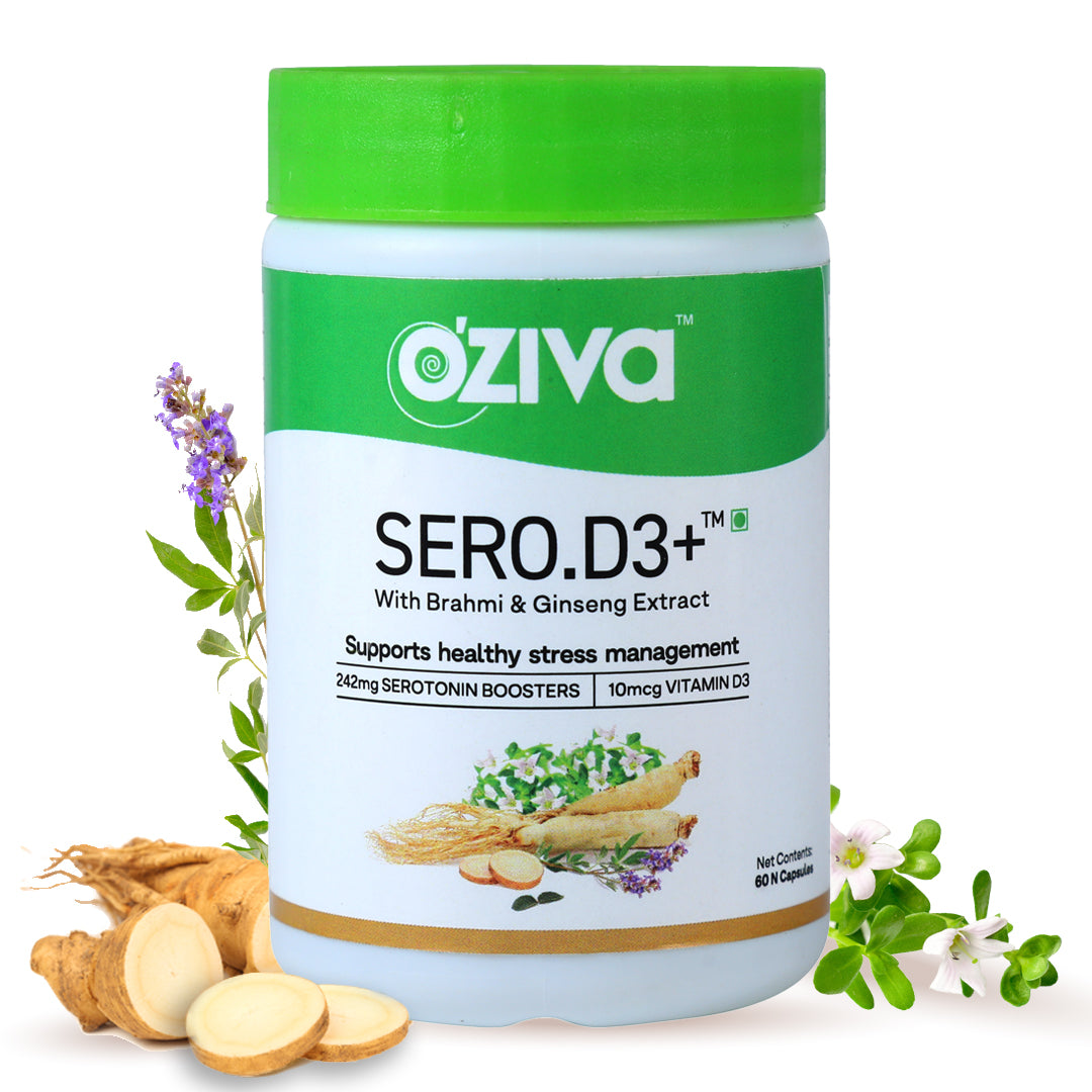 Buy Natural Serotonin Booster Capsule for Anxiety | OZiva Sero.D3+